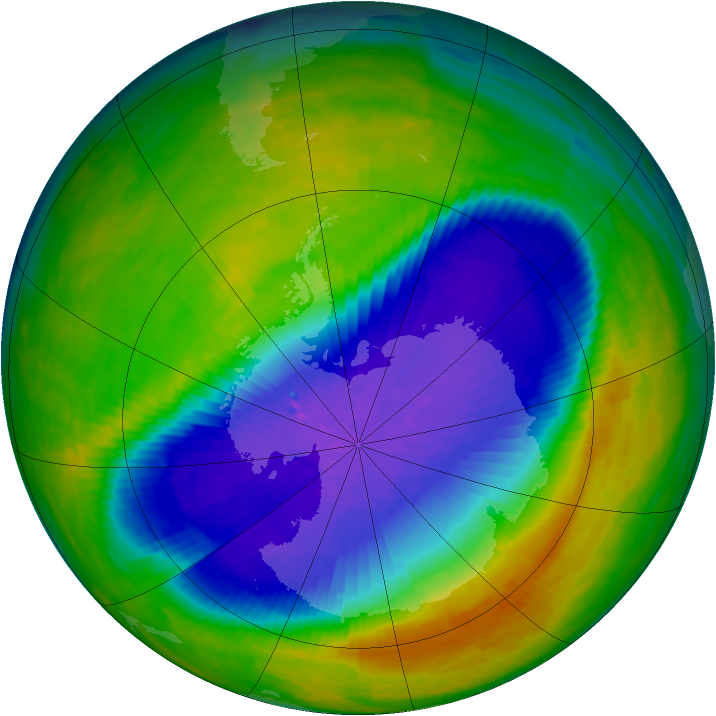Antarctic ozone map for 25 October 1994